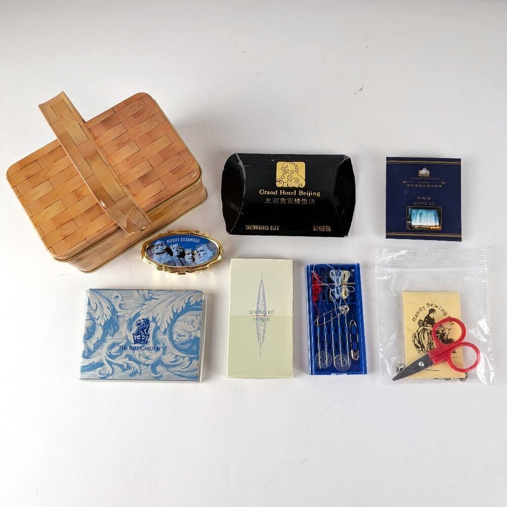 Vintage Lot of 7 International Hotel Sewing Kits